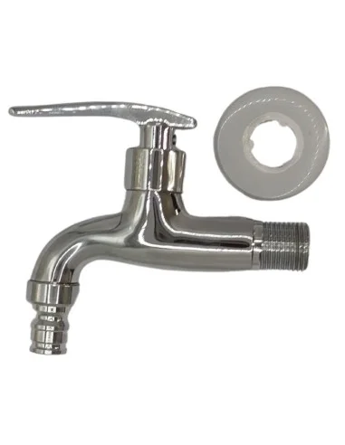 Grifo jardín cromo con embellecedor