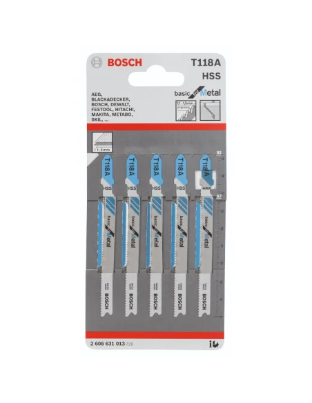 Hoja de sierra de calar T 118 A Basic for metal 5 unidades