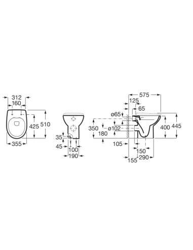 Taza Victoria H para tanque alto + tapa medidas