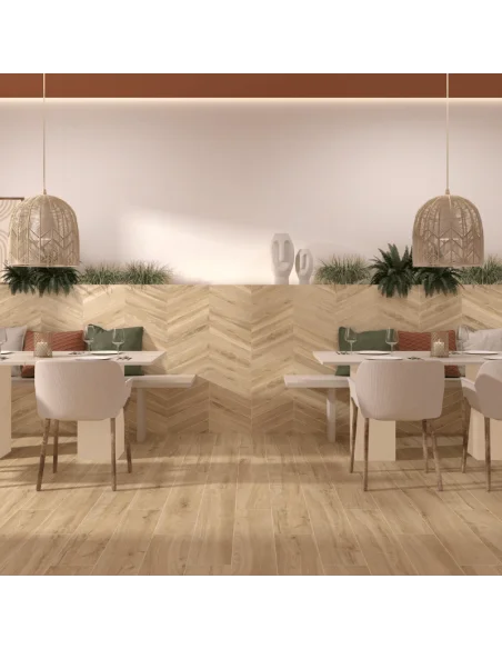 Porcelanico rectificado ESPIGA ROVERE HONEY 8 x 40 cm