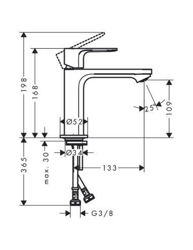 Grifo lavabo Rebris S medidas