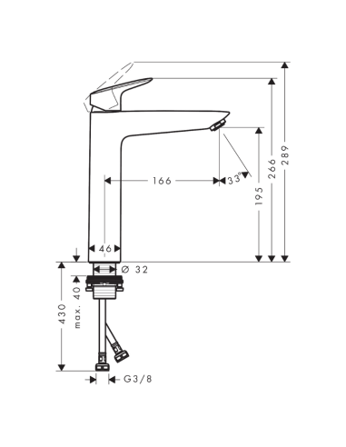 Hans Grohe - Grifo lavabo Logis cromo/negro/caño alto y bajo | Pereda