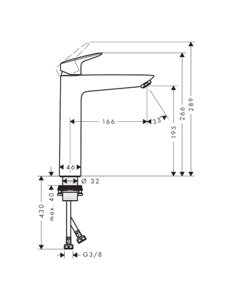 Hans Grohe - Grifo lavabo Logis cromo/negro/caño alto y bajo | Pereda