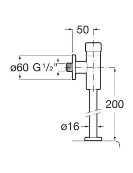 Medidas fluxómetro para inodoro