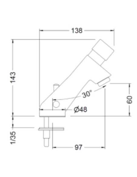 Medidas grifo temporizado para lavabo