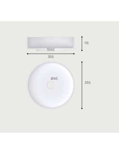 Lavabo porcelana GARDA 35.5x11.5 cm blanco marmol. Medidas