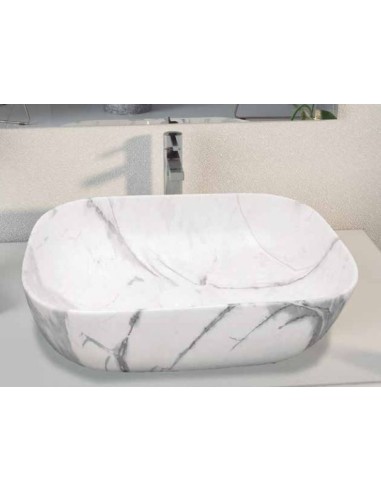 Lavabo porcelana ORTA 46x32.5x13.5 cm blanco marmol. Principal
