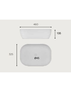 Lavabo porcelana ORTA 46x32.5x13.5 cm blanco marmol. Principal 2