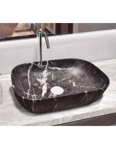 Lavabo porcelana ISEO 46x32x13.5 cm negro marmol. Principal