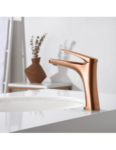 Grifo lavabo Delos Imex oro rosa cepillado AMBIENTE