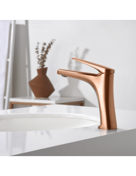 Grifo lavabo Delos Imex oro rosa cepillado AMBIENTE