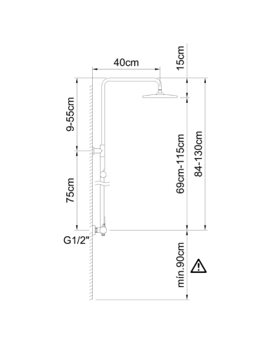 Columna de ducha termostática Up Urban gunmetal CLEVER (Medidas)