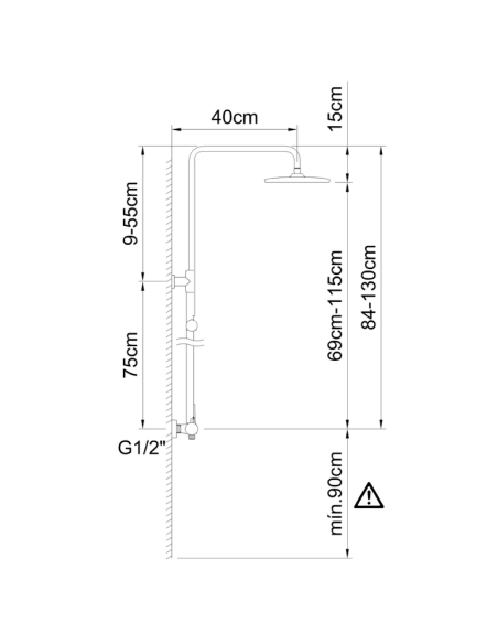 Columna de ducha termostática Up Urban gunmetal CLEVER (Medidas)