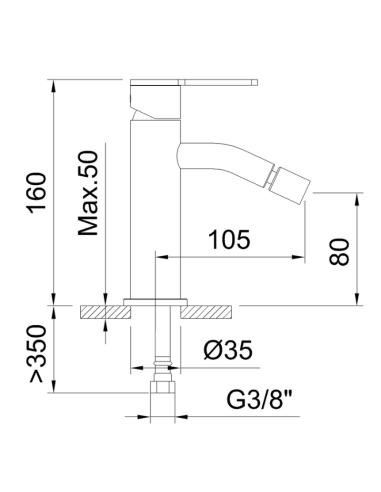 Grifo bidet Nexus gunmetal CLEVER (Medidas)