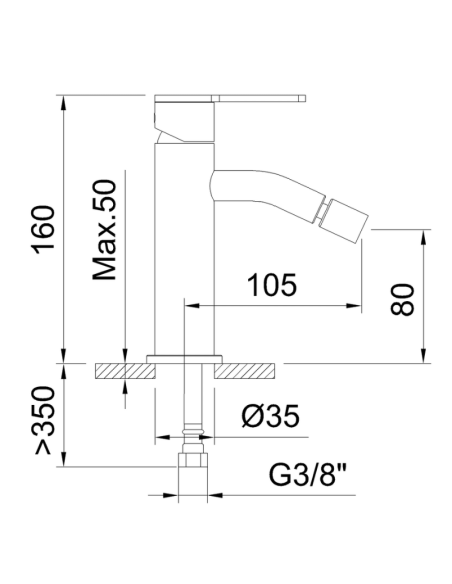 Grifo bidet Nexus gunmetal CLEVER (Medidas)