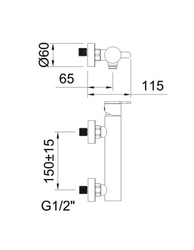 Grifo ducha Nexus gunmetal CLEVER (Medidas)