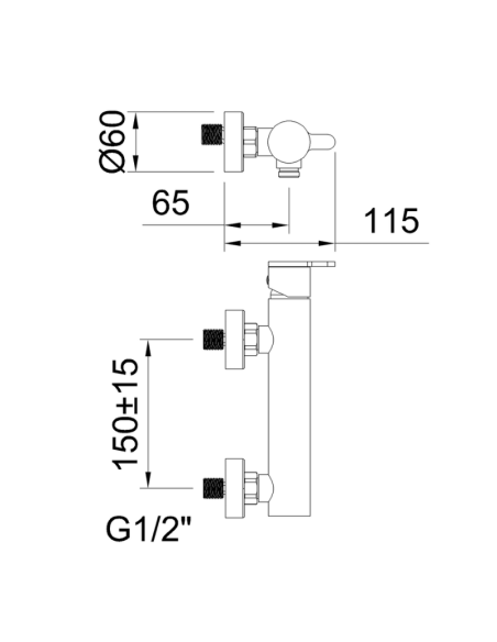 Grifo ducha Nexus gunmetal CLEVER (Medidas)