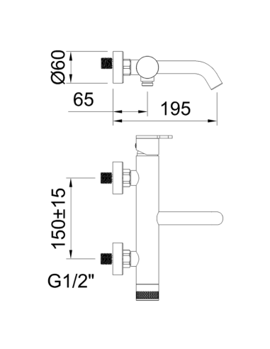 Grifo bañera Nexus gunmetal CLEVER (Medidas)