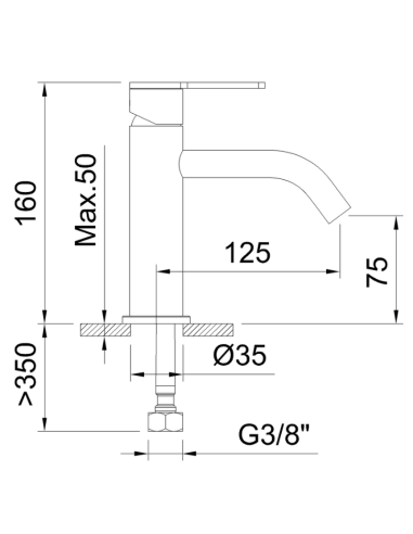 Grifo lavabo Nexus gunmetal CLEVER (Medidas)