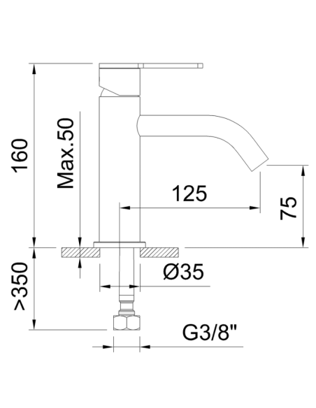 Grifo lavabo Nexus gunmetal CLEVER (Medidas)