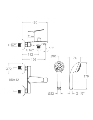 Grifo bañera Arcadia RAMON SOLER (Medidas)