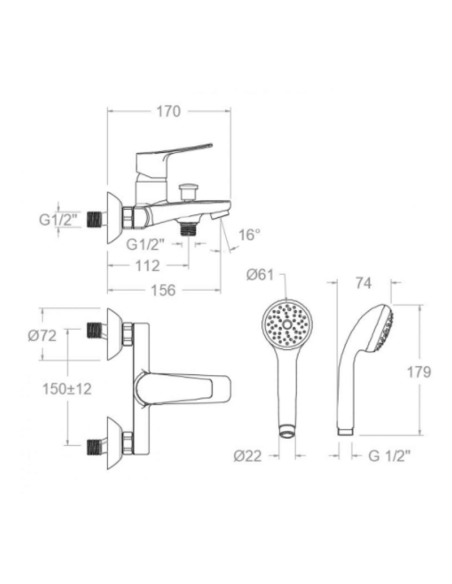 Grifo bañera Arcadia RAMON SOLER (Medidas) Grifo bañera Arcadia RAMON SOLER (Medidas)