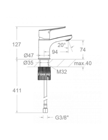 Grifo lavabo Arkadia RAMON SOLER (Medidas)