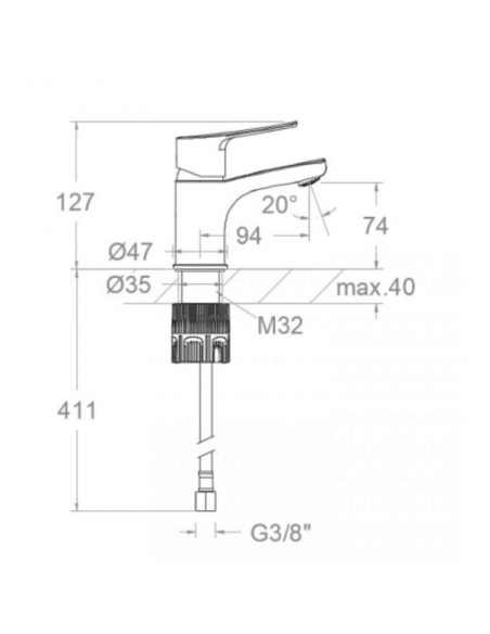 Grifo lavabo Arkadia RAMON SOLER (Medidas) Grifo lavabo Arkadia RAMON SOLER (Medidas)