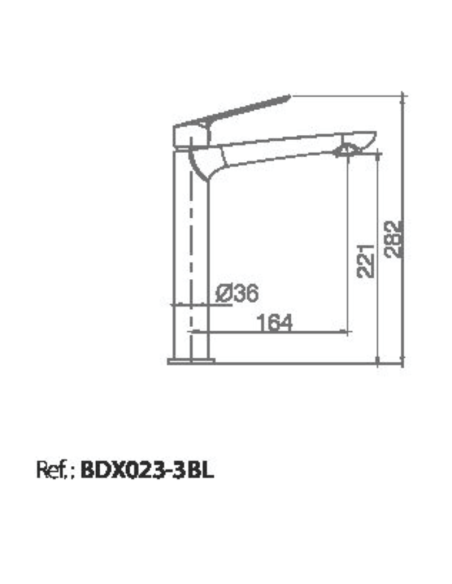 Grifo lavabo Luxor IMEX caño alto (Medidas)