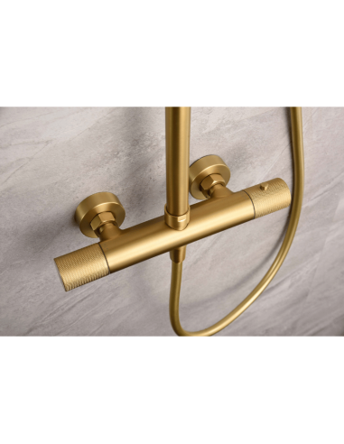Conjunto de ducha oro cepillado Line IMEX Detalle termostático
