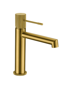 Grifo lavabo caño alto oro cepillado Line IMEX 2