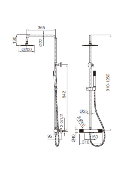 Conjunto de ducha Line IMEX (Medidas) Conjunto de ducha Line IMEX (Medidas)