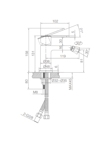 Grifo bidet Roma IMEX (Medidas)