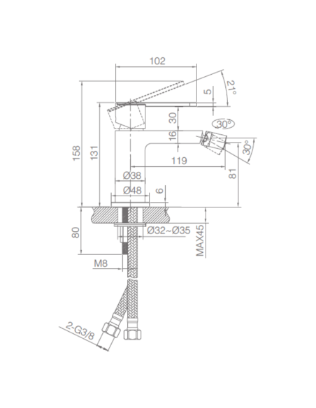 Grifo bidet Roma IMEX (Medidas) Grifo bidet Roma IMEX (Medidas)