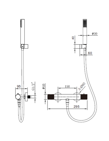 Grifo termostatico ducha Line IMEX (Medidas)