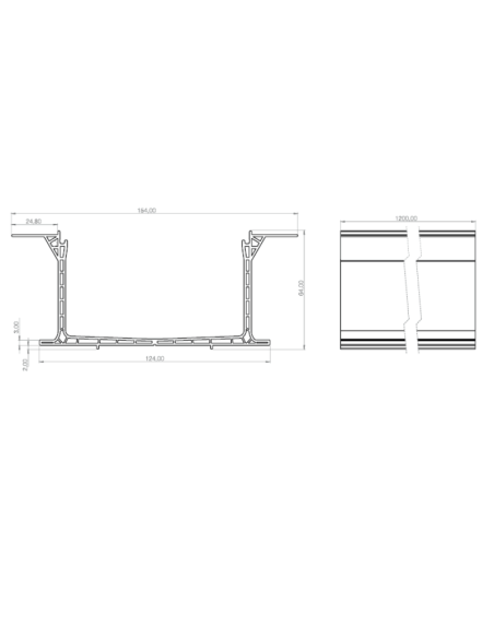 Canaleta y rejilla exterior 1.20 mts Raynex GURÚ (Medidas)