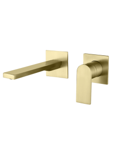 Grifo lavabo mural Alpha two oro cepillado AQUAGRIF