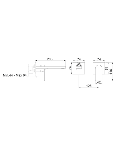 Grifo lavabo mural Alpha two AQUAGRIF