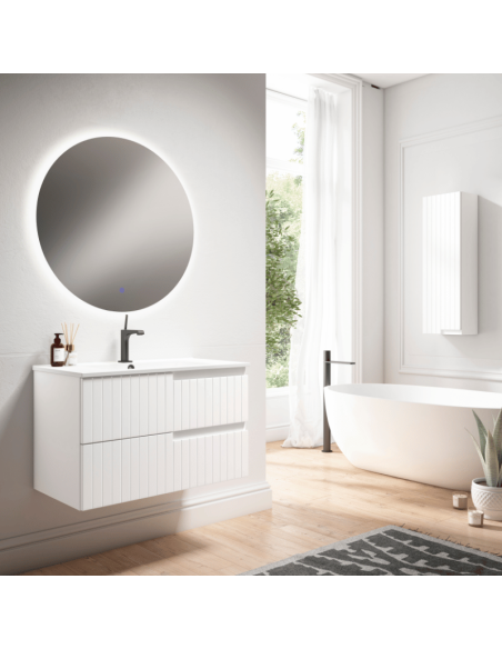 Mueble de baño CLAIR 2 cajones suspendido.Blanco verde y azul · Pereda