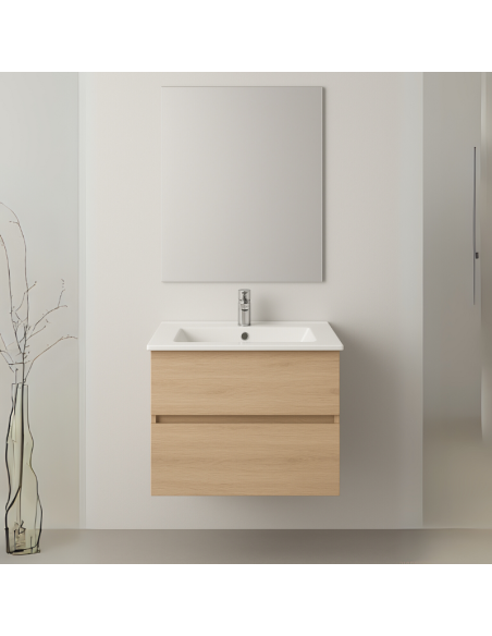 Mueble de baño fondo reducido madera clara OASIS