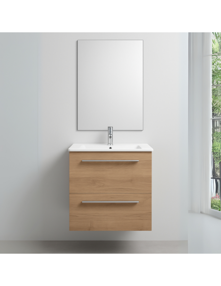 Mueble baño fondo reducido madera oscura PLAZA