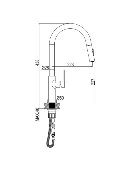 Grifo cocina extraíble Alpha AQG (Medidas)