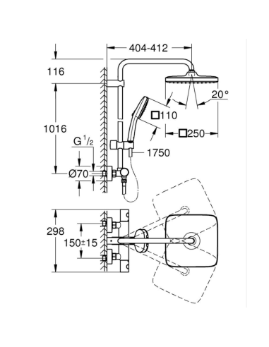 Columna de ducha Tempesta System 250 Cube GROHE | Pereda