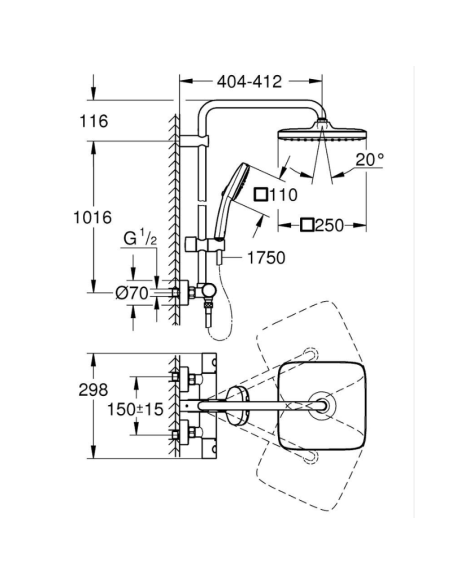 Columna de ducha Tempesta System 250 Cube GROHE | Pereda Columna de ducha Tempesta System 250 Cube GROHE | Pereda