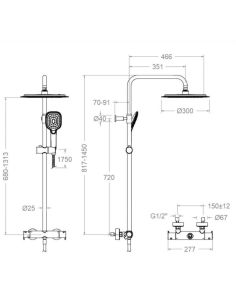 Columna ducha termostática cromada redonda Blautherm RS 2