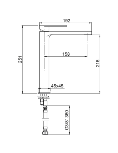 Medidas Grifo lavabo alto Alpha AQG