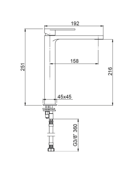 Medidas Grifo lavabo alto Alpha AQG