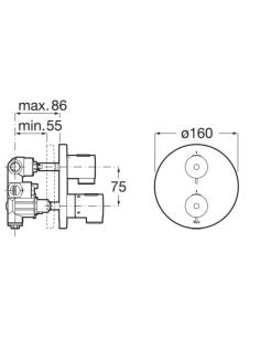 Grifo ducha empotrado termostático 2 salidas T-500 ROCA 2