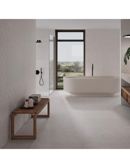 Azulejo pared 30x90 cm blanco decorado Amalfi