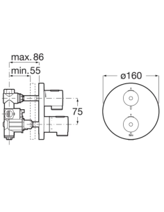 Grifo ducha empotrado termostático 1 salida T-500 ROCA 2
